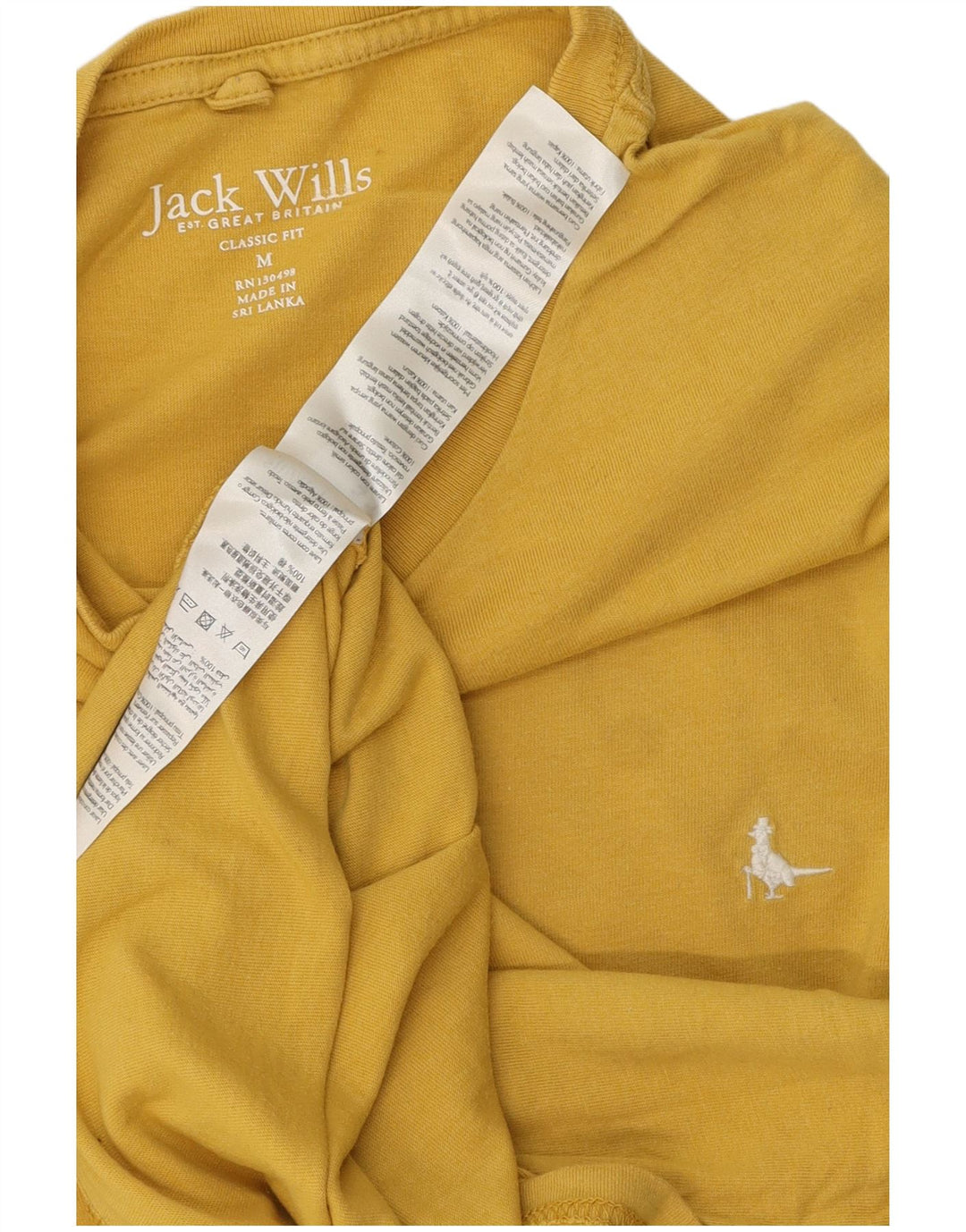 Jack Wills Herre Classic Fit T-Shirt Top Medium Gul Bomuld