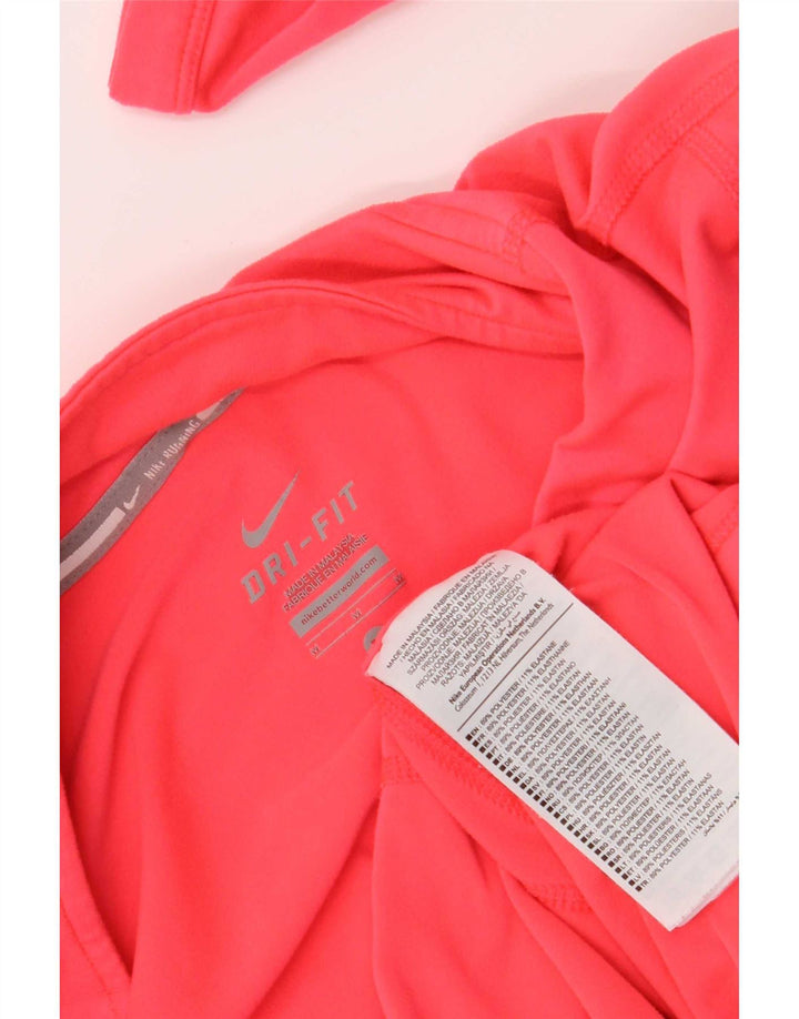 Nike Dame Dri Fit Pullover med lynlås-hals Træningsdragt Top UK 12 Medium Pink