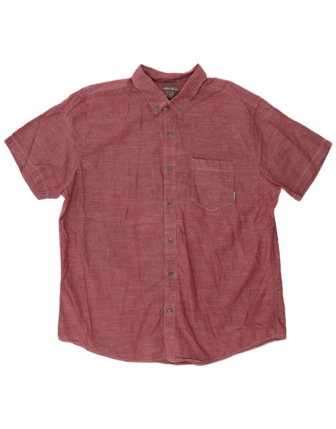 EDDIE BAUER Kortærmet herreskjorte XL Bourgogne bomuld