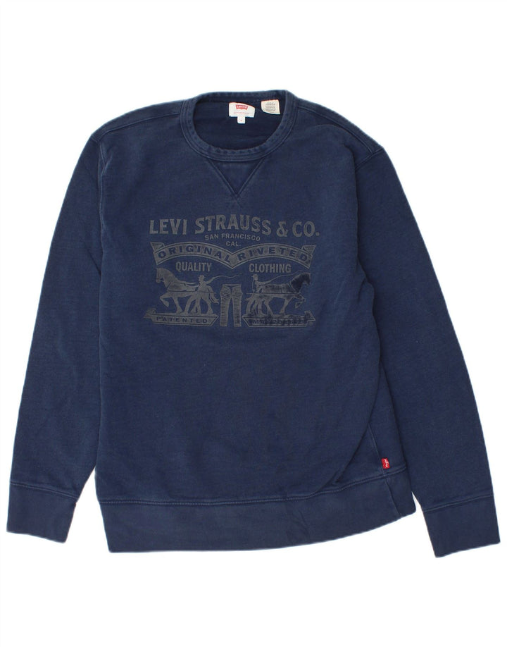 LEVI'S Grafisk sweatshirt til mænd, lille marineblå bomuld