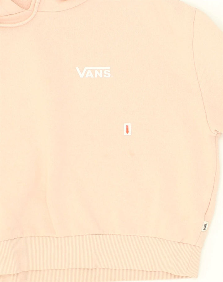 VANS Womens Crop Hoodie Jumper UK 10 Small Beige Cotton | Vintage Vans | Thrift | Second-Hand Vans | Used Clothing | Messina Hembry 
