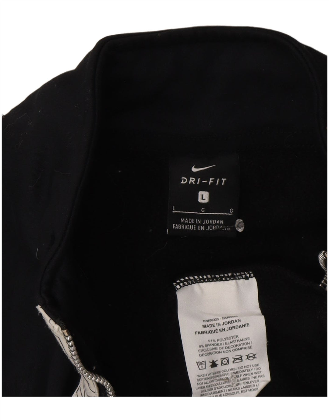 Nike Dri Fit grafisk sweatshirt med lynlås til mænd, stor sort polyester