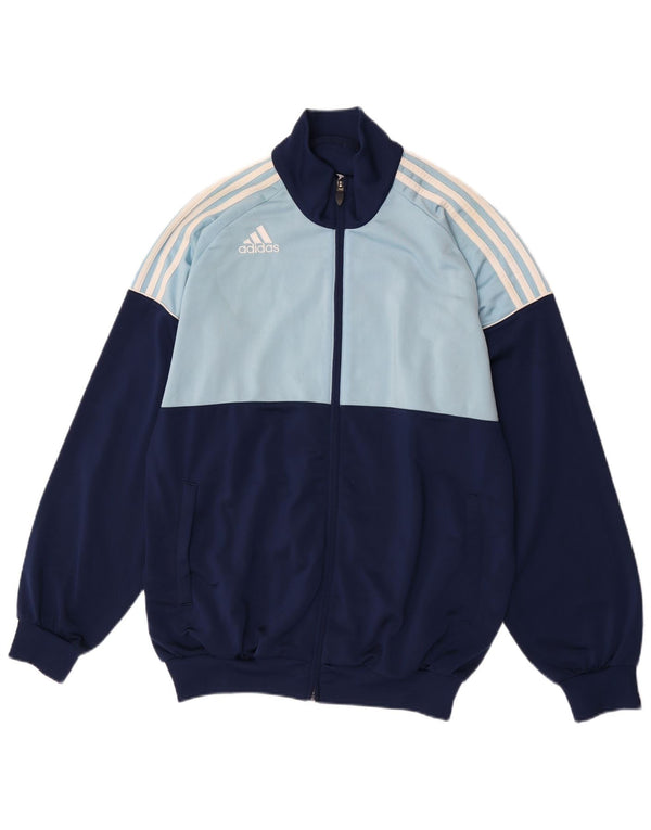 Adidas Træningsdragt til mænd, topjakke UK 42/44 Large Navy Blue Colourblock