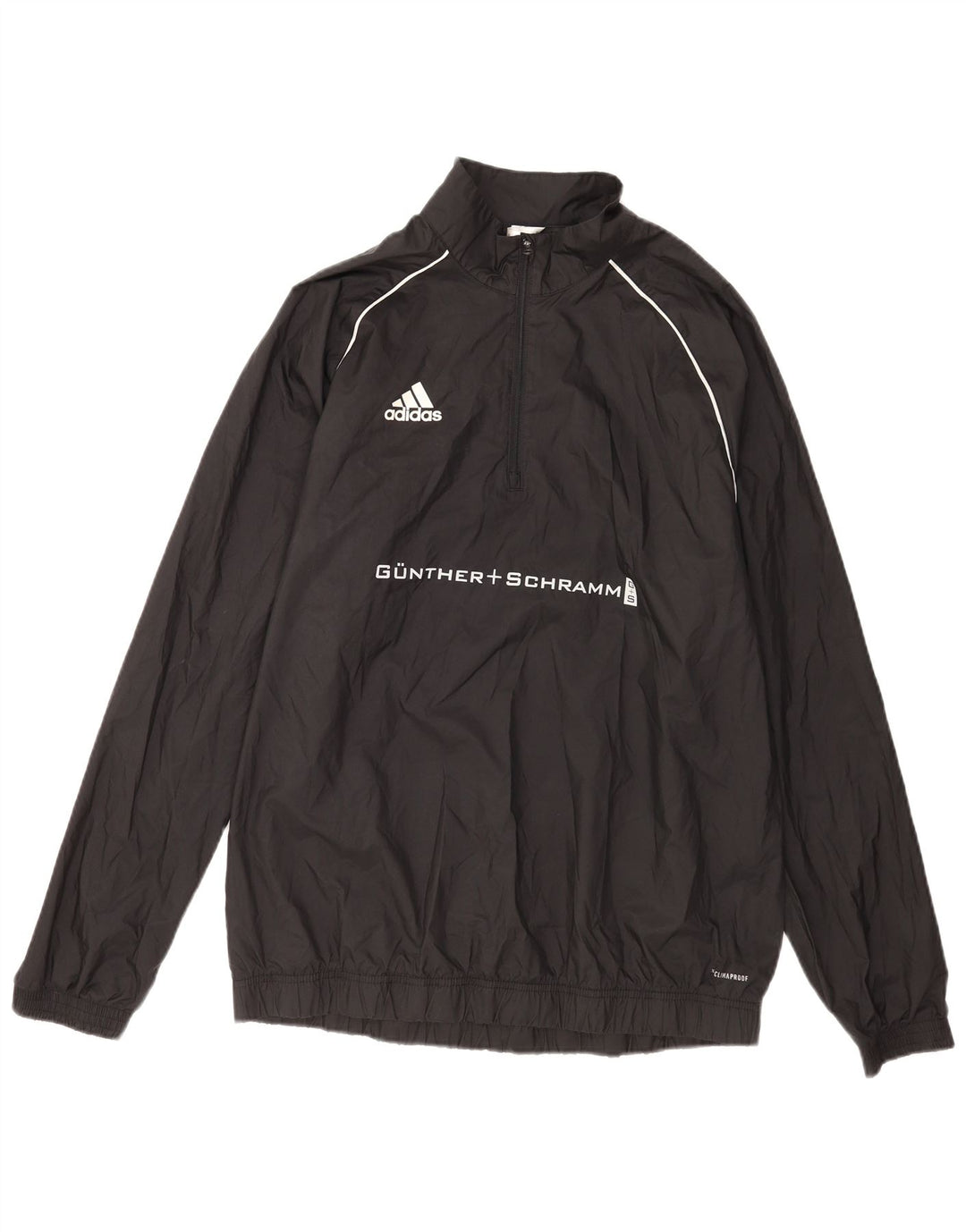 Adidas Herre Clima Proof Grafisk Zip Neck Pullover Træningsdragt Top Stor Sort