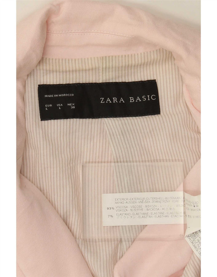 Zara Dame 1 Knap Blazer Jacket UK 14 Large Pink Viscose