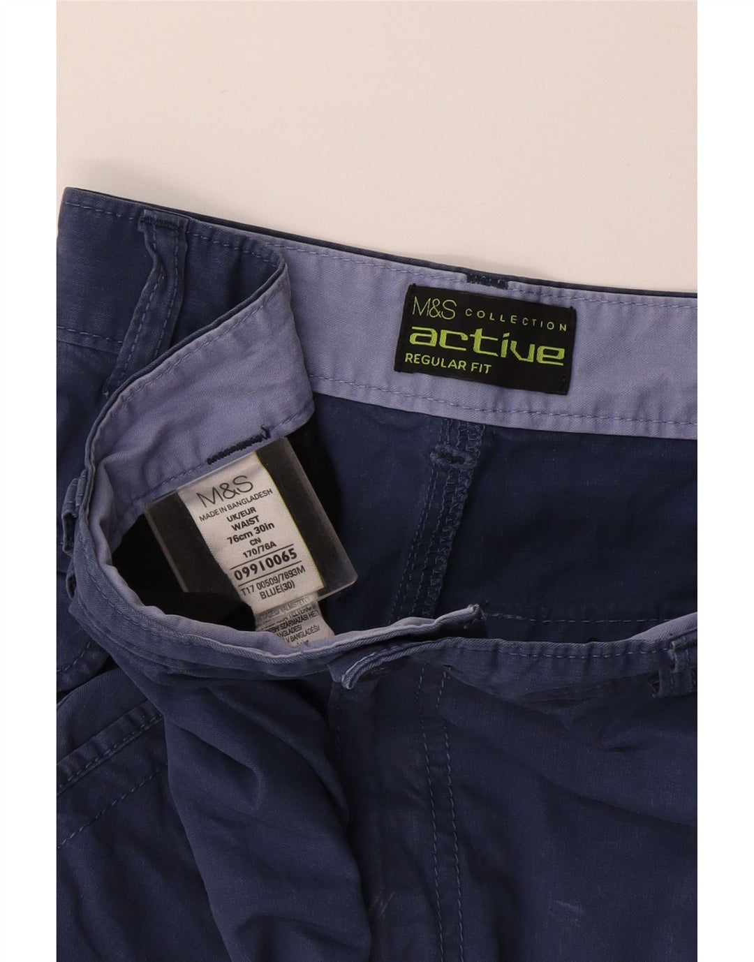 MARKS & SPENCER Herre Regular Fit Cargo Shorts W30 Medium Blue Cotton