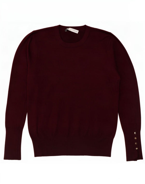 Zara Dame Jumper Sweater UK 12 Medium Burgundy Viscose