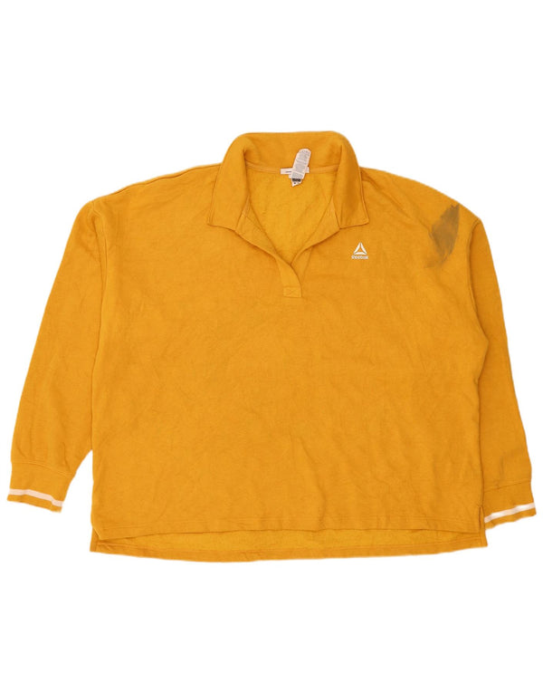 Reebok Dame Oversized grafisk langærmet polotrøje UK 22 3XL Gul