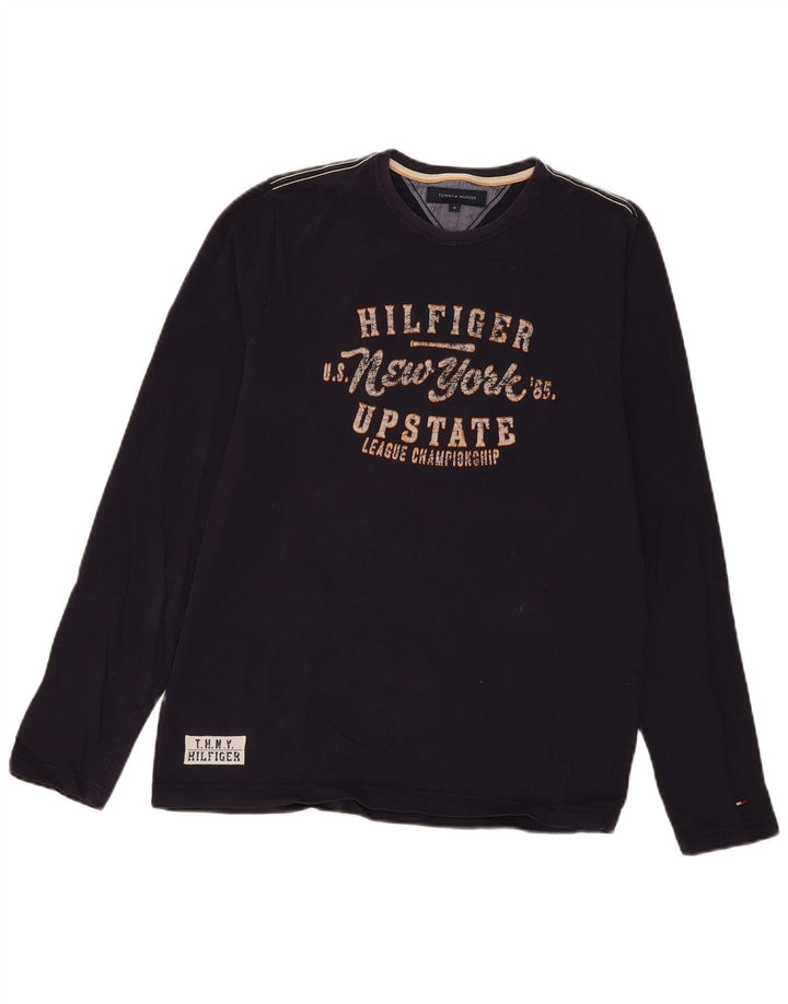 Tommy Hilfiger Herre Grafisk Top Langærmet Medium Marineblå Bomuld