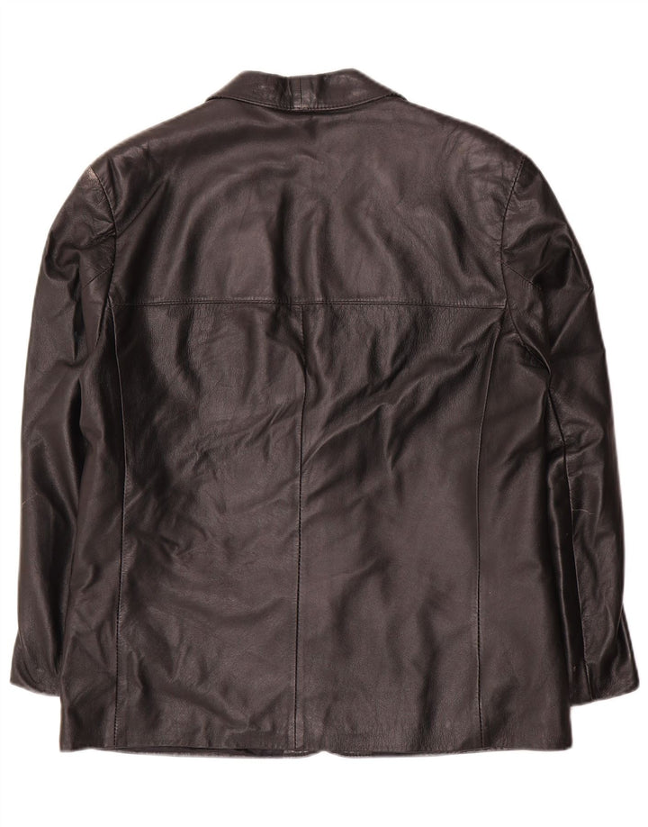 Vintage herre 2 knap læder blazerjakke IT 50 Stor sort læder