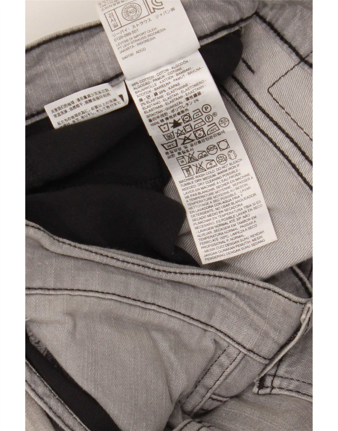 Levi's Herre 511 Tapered Slim Jeans W34 L32 Grå Bomuld