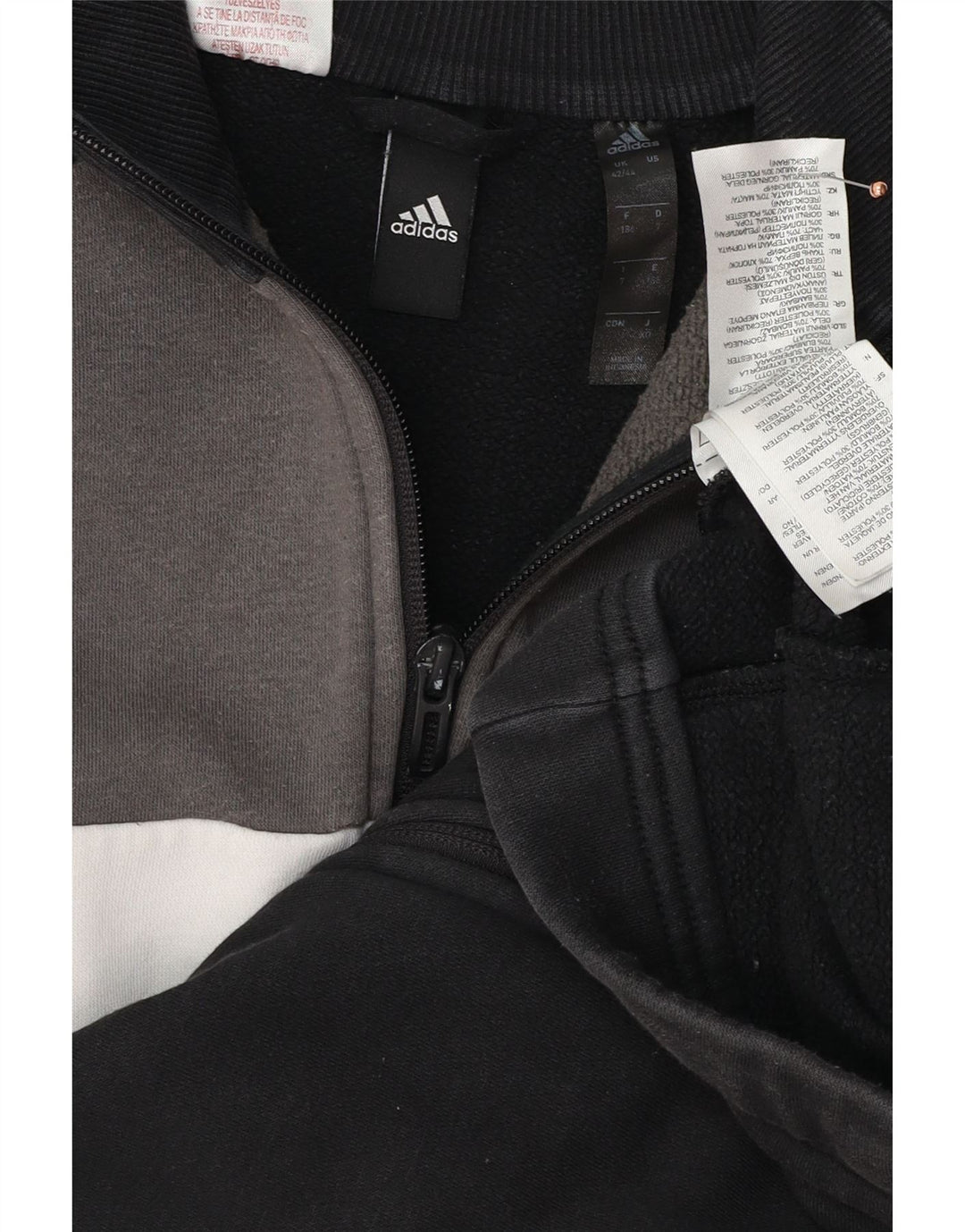ADIDAS Træningsdragt til mænd Topjakke UK 42/44 Medium Sort Colourblock Bomuld