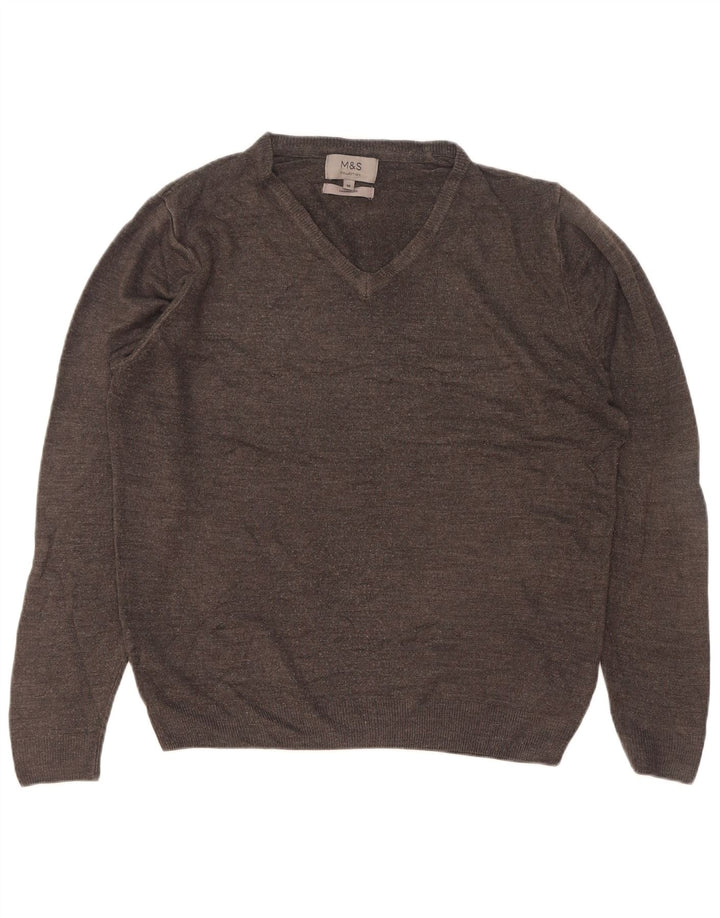 Marks & Spencer Herre V-hals sweater Medium Grå Akryl