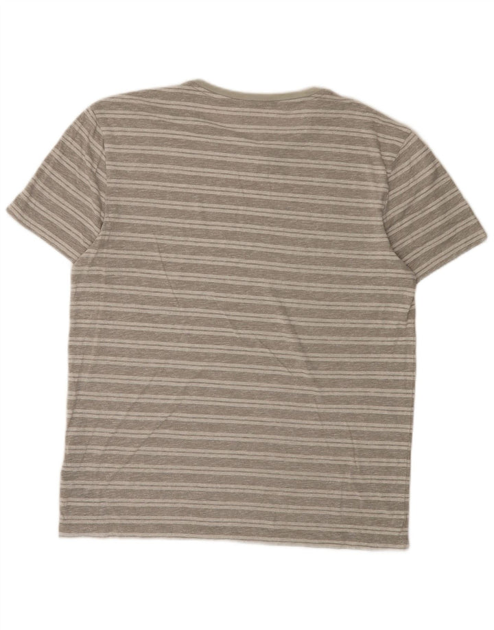 All Saints Herre T-Shirt Top Medium Grå Stribet Bomuld
