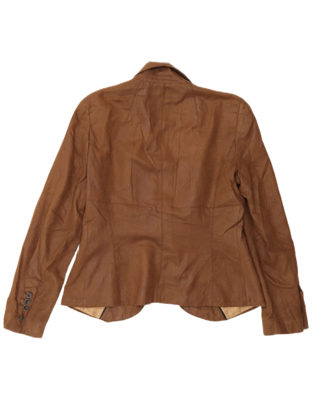 Zara Dame 1 Knap Blazer Jacket UK 14 Stor Brun Polyester