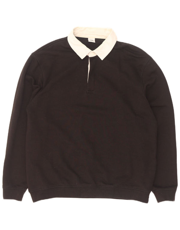 Zara Langærmet Rugby Polo Shirt XL Sort Bomuld