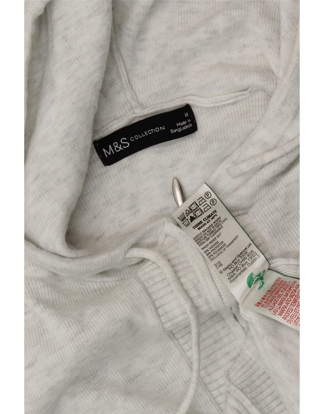 Marks & Spencer Dame hætte cardigan sweater UK 14 Medium Grey Flecked