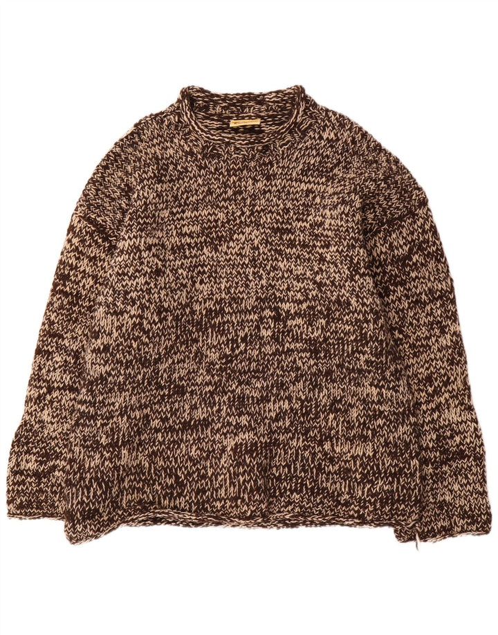 Pachamama Herre Håndlavet Turtle Neck Jumper Sweater Stor Brun Flecked Uld