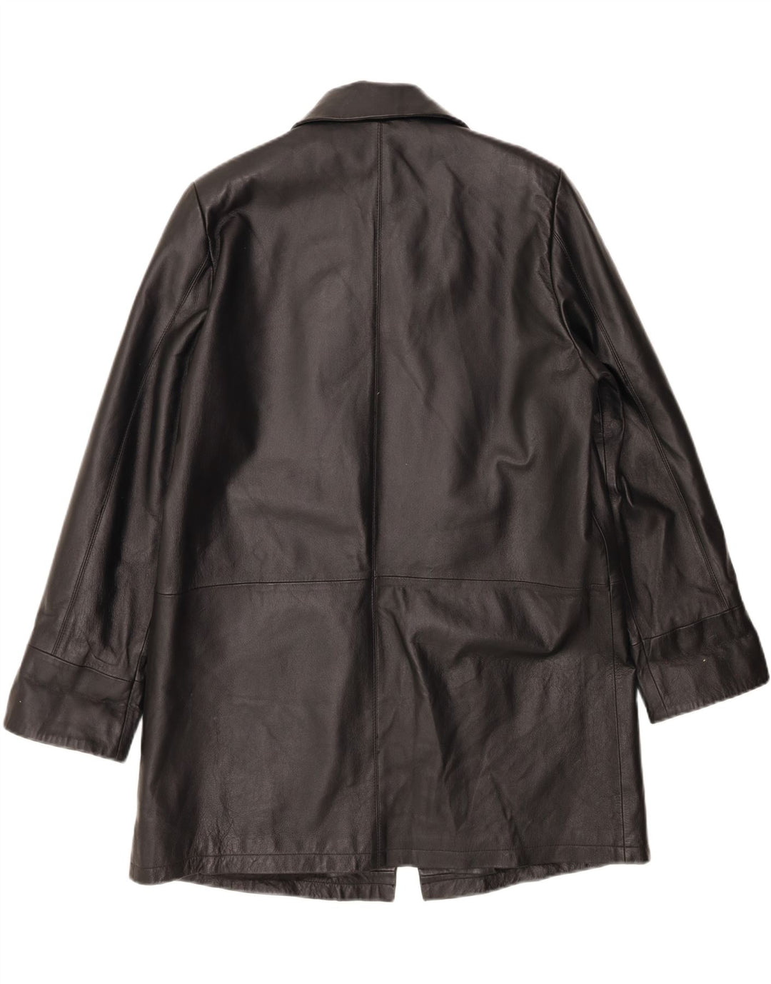 PRIVATE Womens Oversized Leather Coat IT 44 Medium Black Leather
