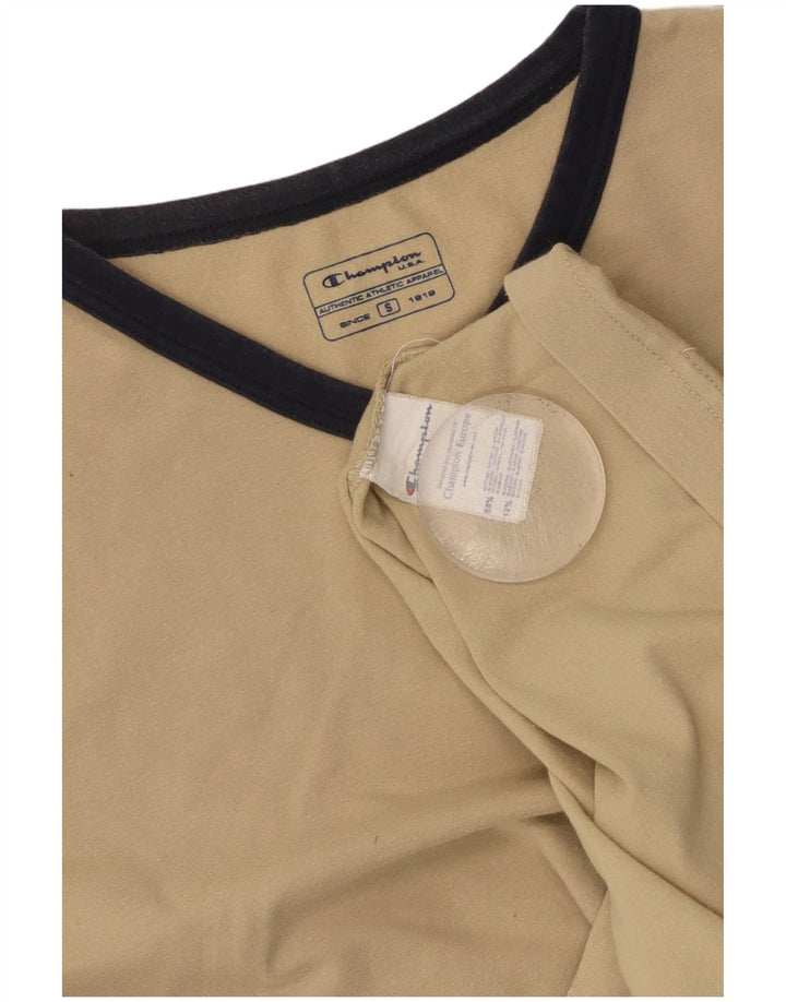 CHAMPION Dame T-Shirt Top UK 10 Lille Beige Bomuld