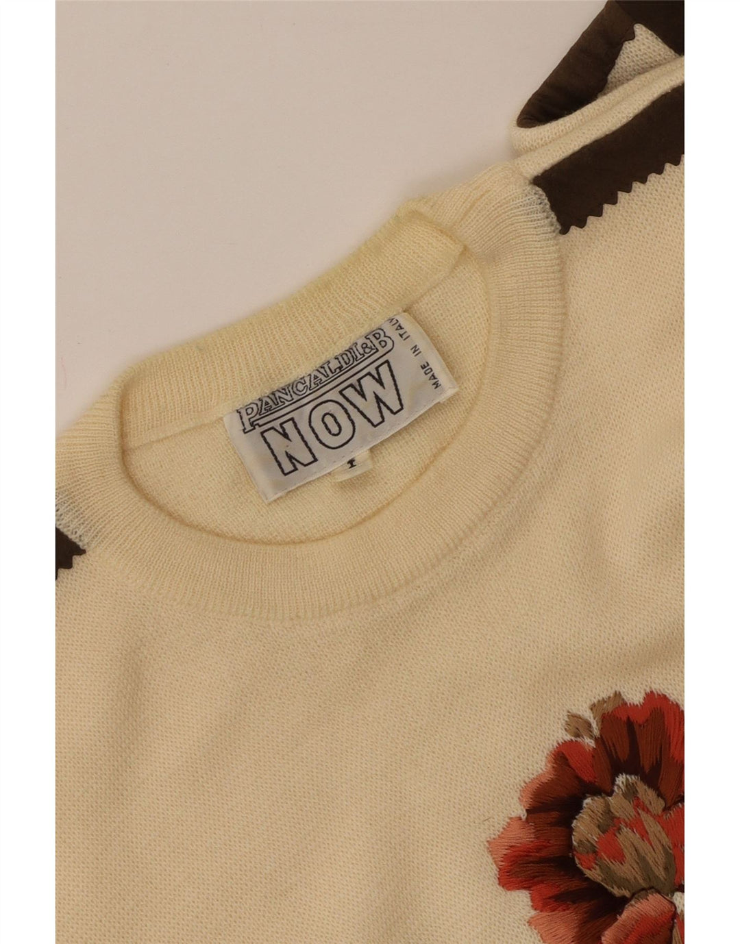 PANCALDI & B Dame sweater med rund hals DK 16 Stor Off White Floral