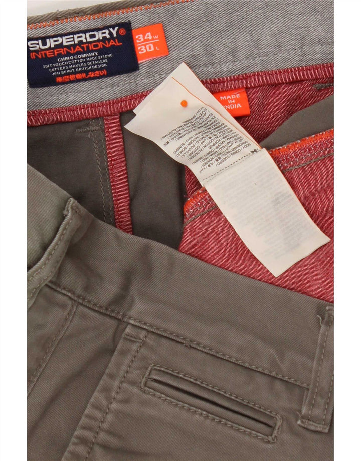 Superdry Slim Cargo-bukser til mænd W34 L30 Khaki Bomuld