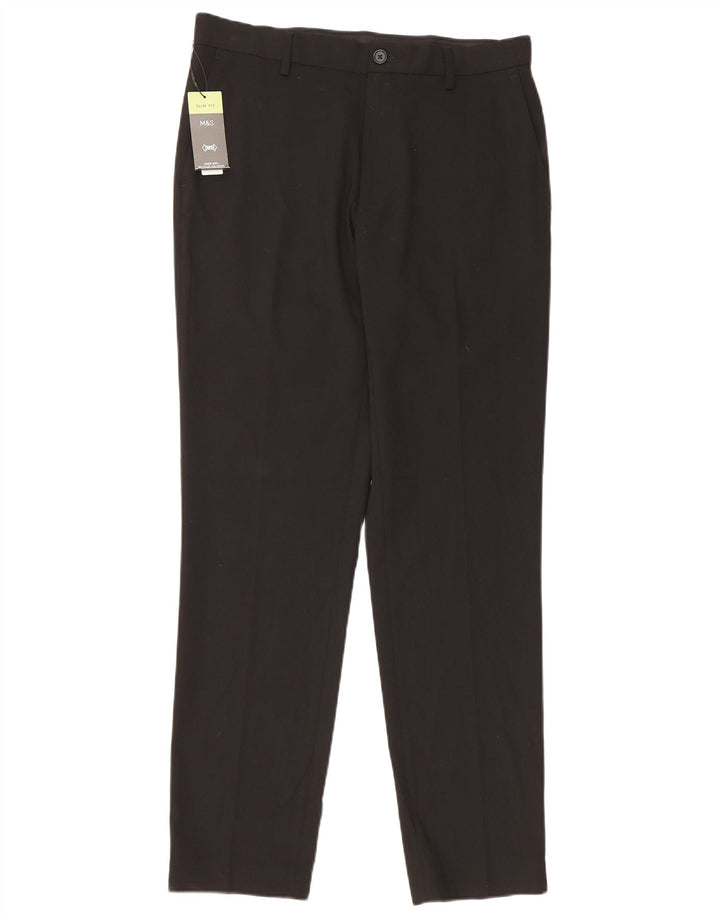 Marks & Spencer Herre Slim Fit Chino Bukser W32 L31 Sort Polyester