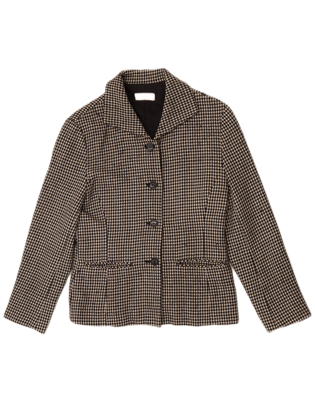 Griffe Dame 4 Button Blazer Jacket UK 10 Small Black Houndstooth