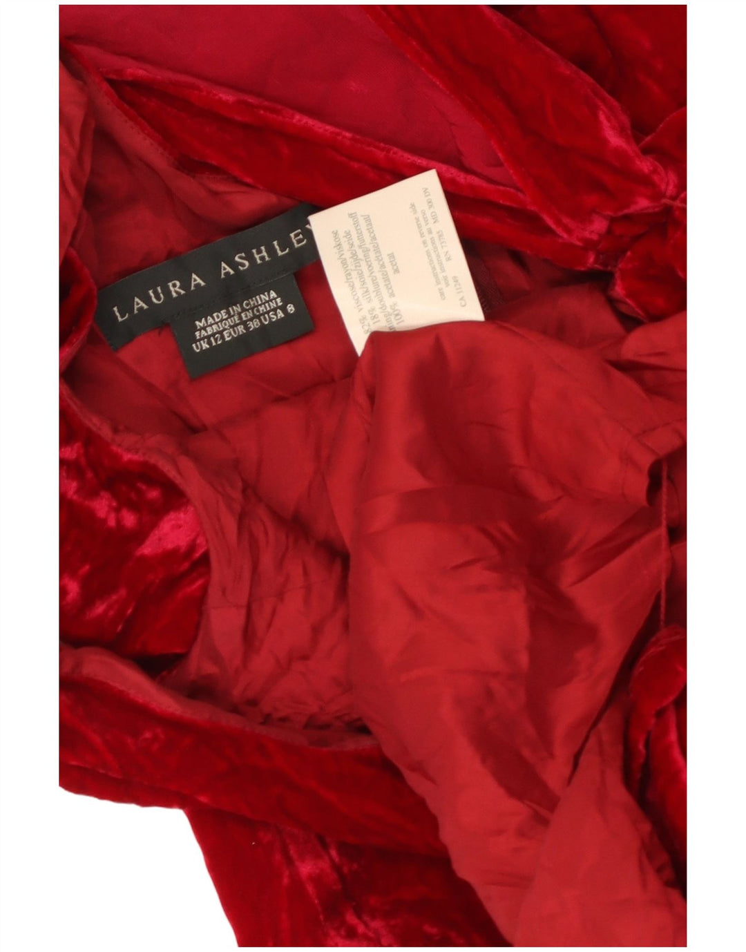 LAURA ASHLEY Dame Velvet Maxi Off Shoulder Kjole UK 12 Medium Rød