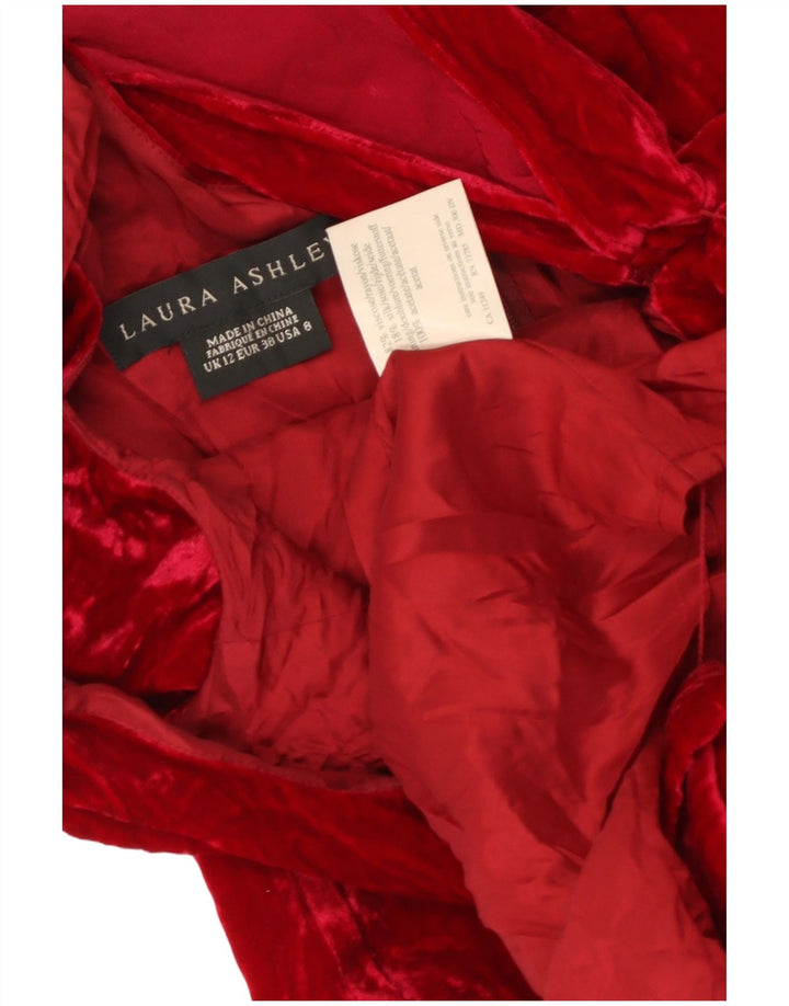 LAURA ASHLEY Dame Velvet Maxi Off Shoulder Kjole UK 12 Medium Rød