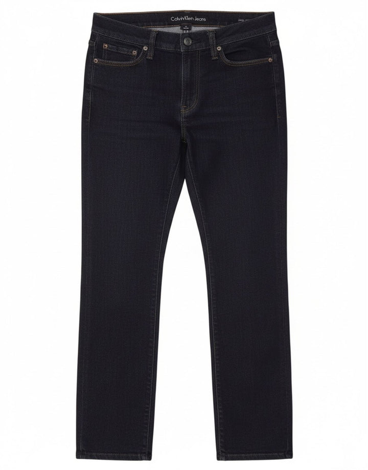 Calvin Klein Dame Straight Jeans W32 L27 Marineblå Bomuld