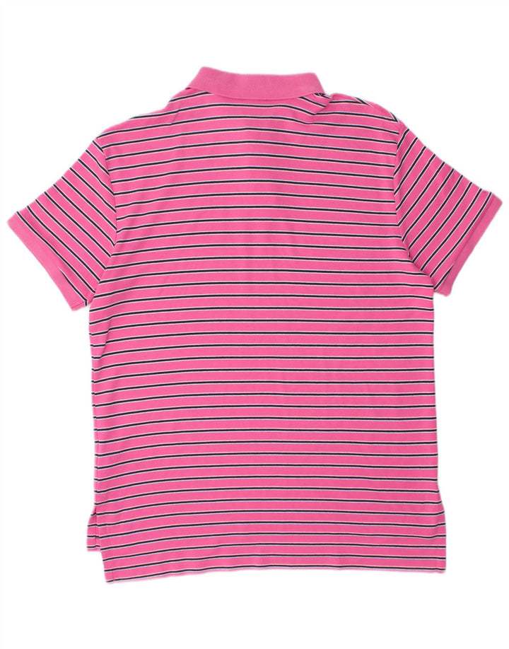 POLO RALPH LAUREN Herre Custom Fit Polo Shirt Medium Pink Stribet Bomuld