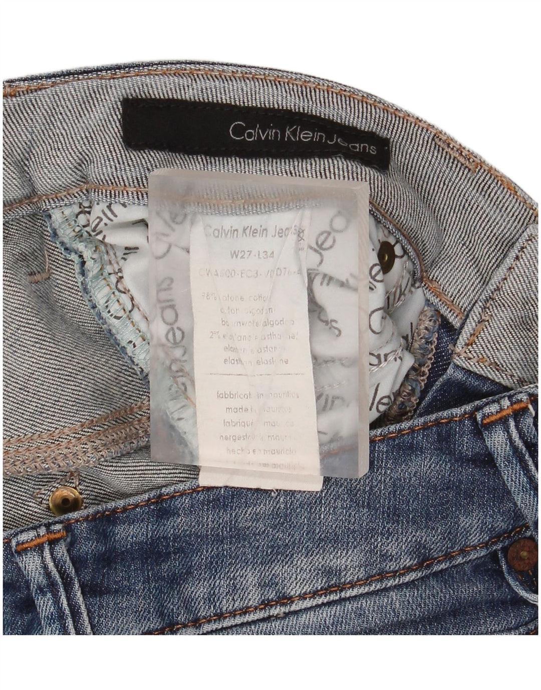 Calvin Klein Dame Slim Jeans W27 L34 Blå Bomuld