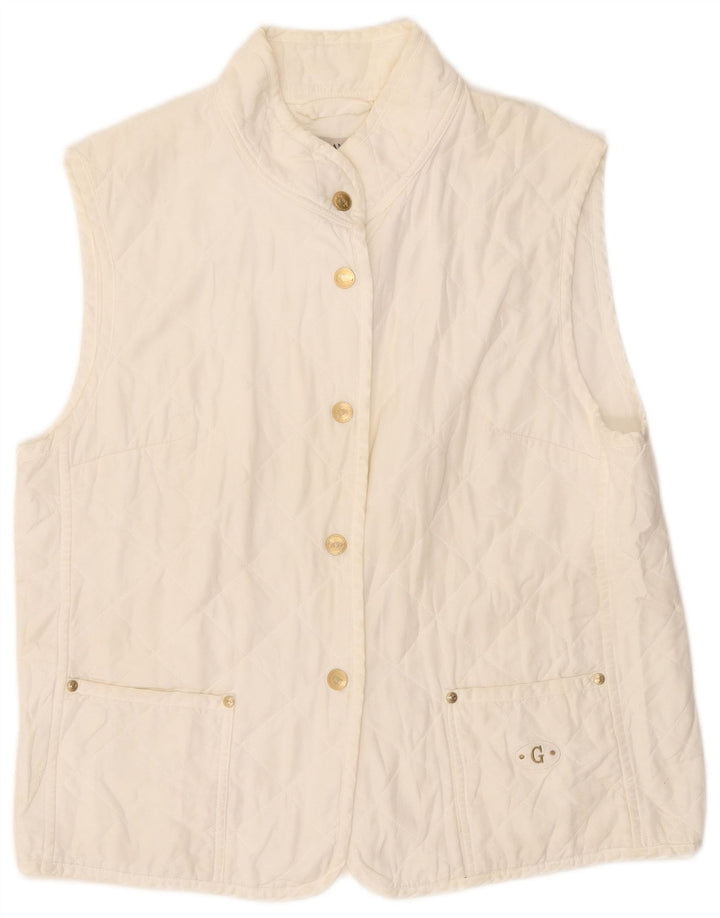 Gio Anna Dame Quiltet Gilet IT 44 Medium White Polyester