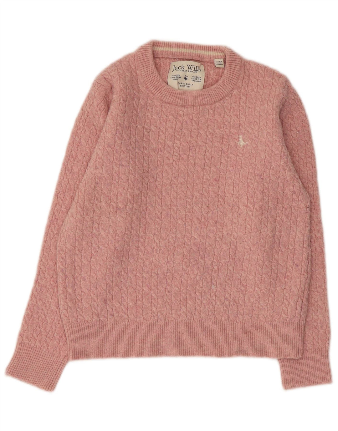 JACK WILLS Dame Boat Neck Jumper Sweater UK 14 Large Pink Wool
