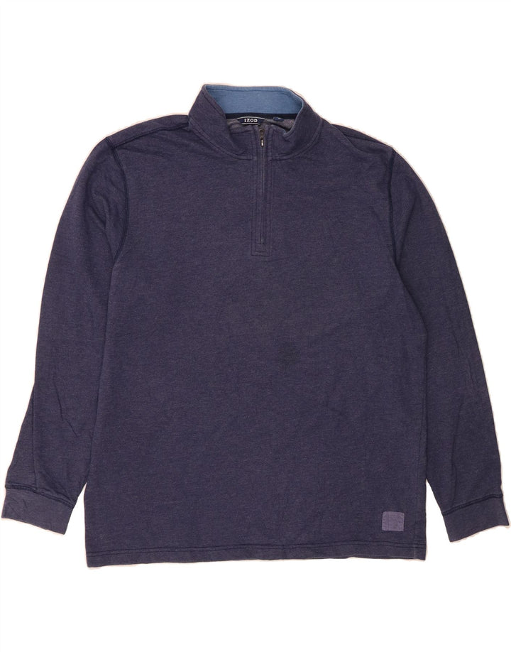 IZOD Mens Zip Neck Sweatshirt Jumper XL Navy Blue Cotton Vintage Izod and Second-Hand Izod from Messina Hembry 