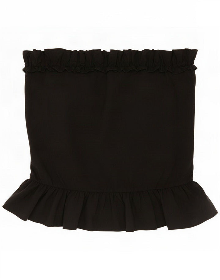 Zara Womens Crop Strapless Top UK 14 Large Black Viscose