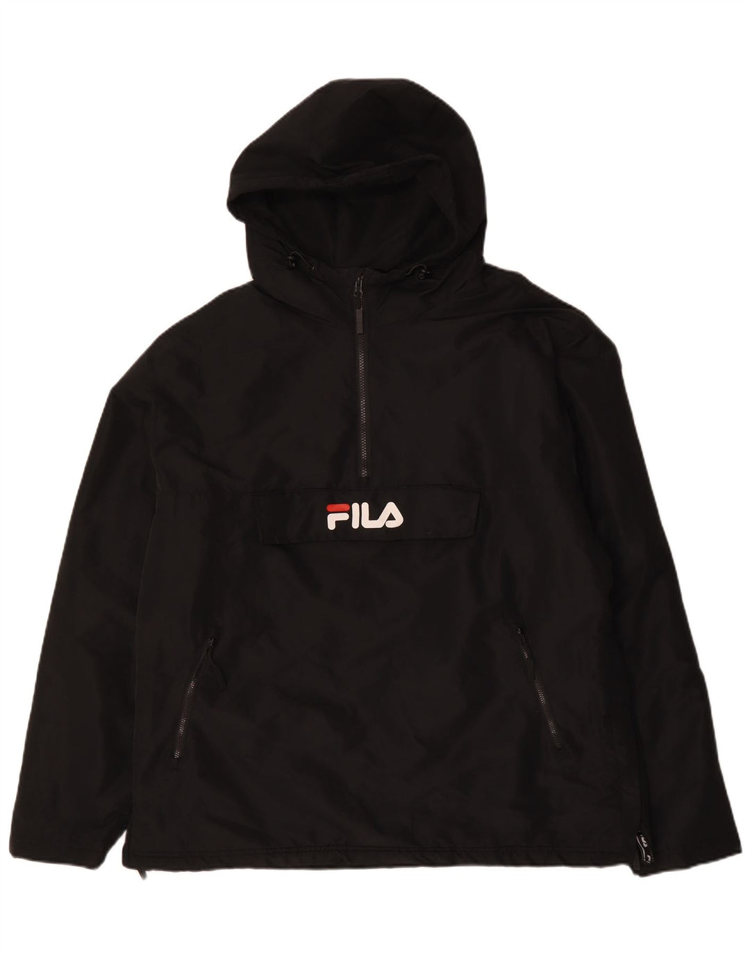 FILA Herre Grafisk Hættejakke Anorak UK 42 XL Sort Polyester
