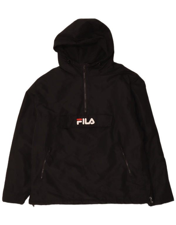 FILA Herre Grafisk Hættejakke Anorak UK 42 XL Sort Polyester
