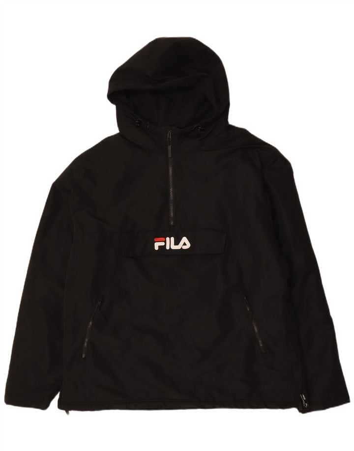 FILA Herre Grafisk Hættejakke Anorak UK 42 XL Sort Polyester