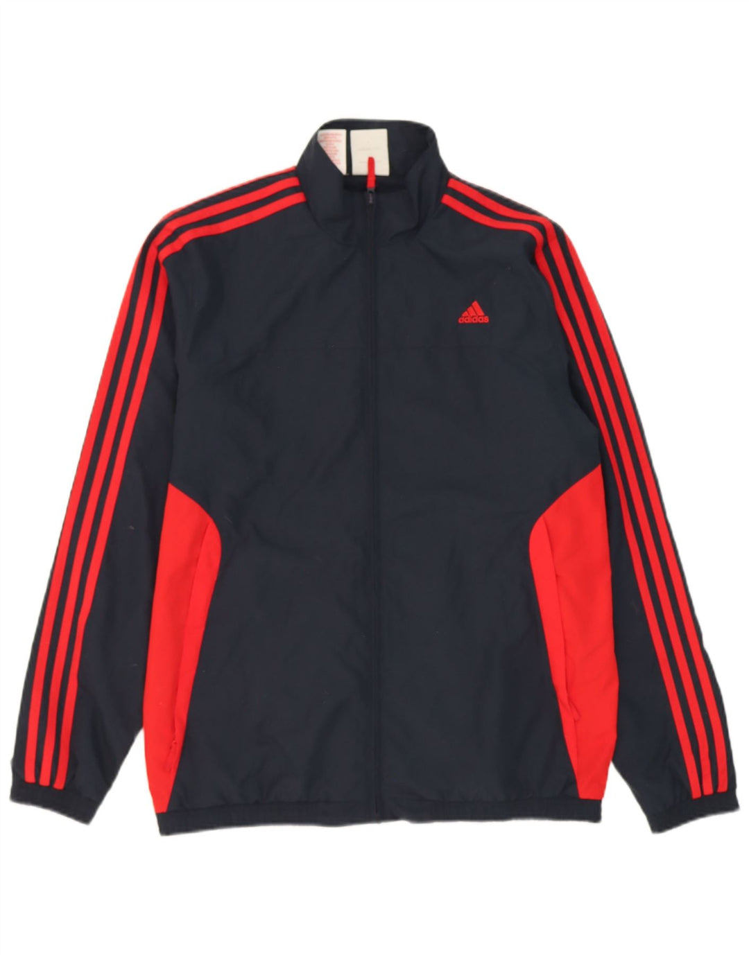 ADIDAS Boys Tracksuit Top Jacket 15-16 Years Navy Blue Colourblock