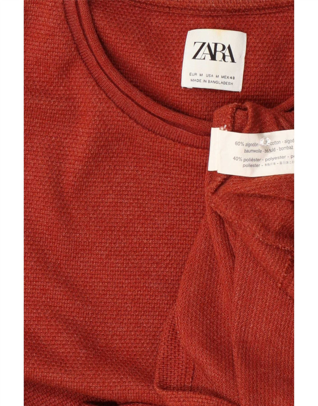 Zara Herre sweater med rund hals, medium rød bomuld