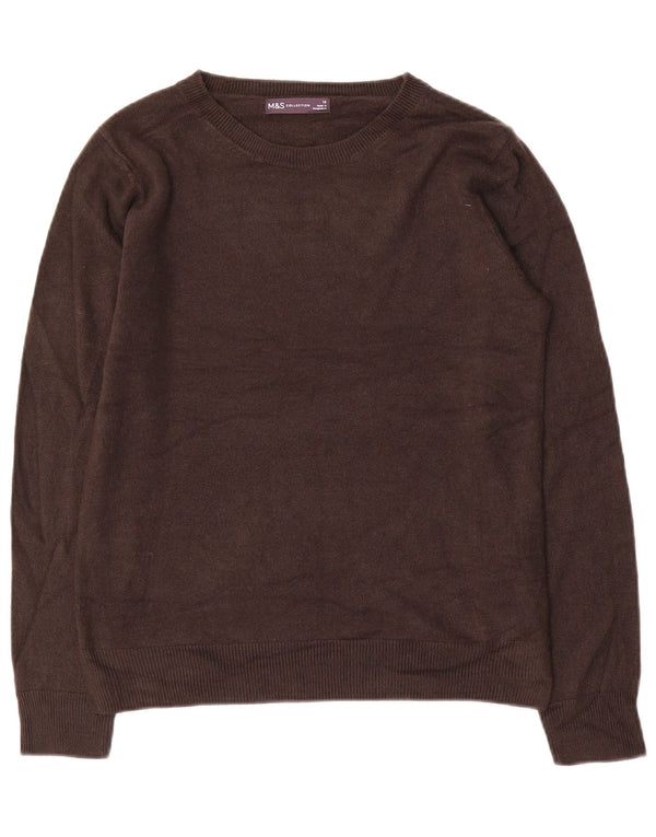 Marks & Spencer Dame Boat Neck Jumper Sweater UK 10 Small Brown Acryl