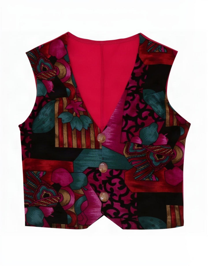 Vintage damevest UK 10 Lille flerfarvet patchwork