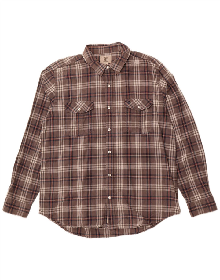 TIMBERLAND Herre Regular Fit skjorte XL Grå ternet bomuld