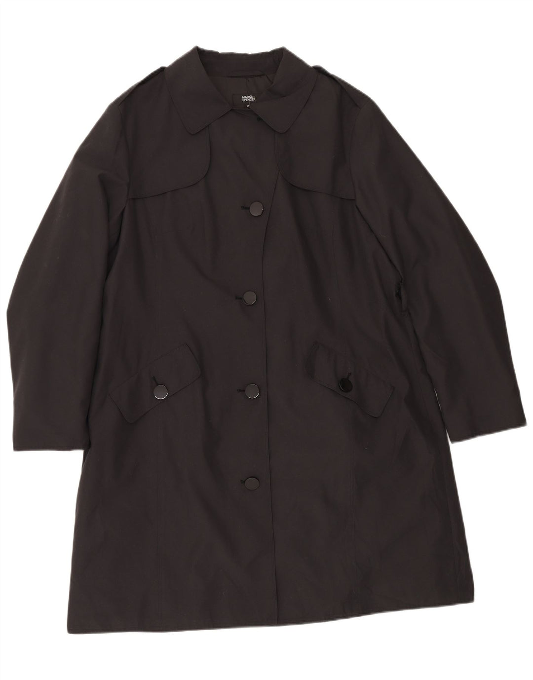 Marks & Spencer Trench Coat til kvinder UK 20 2XL Sort Polyester