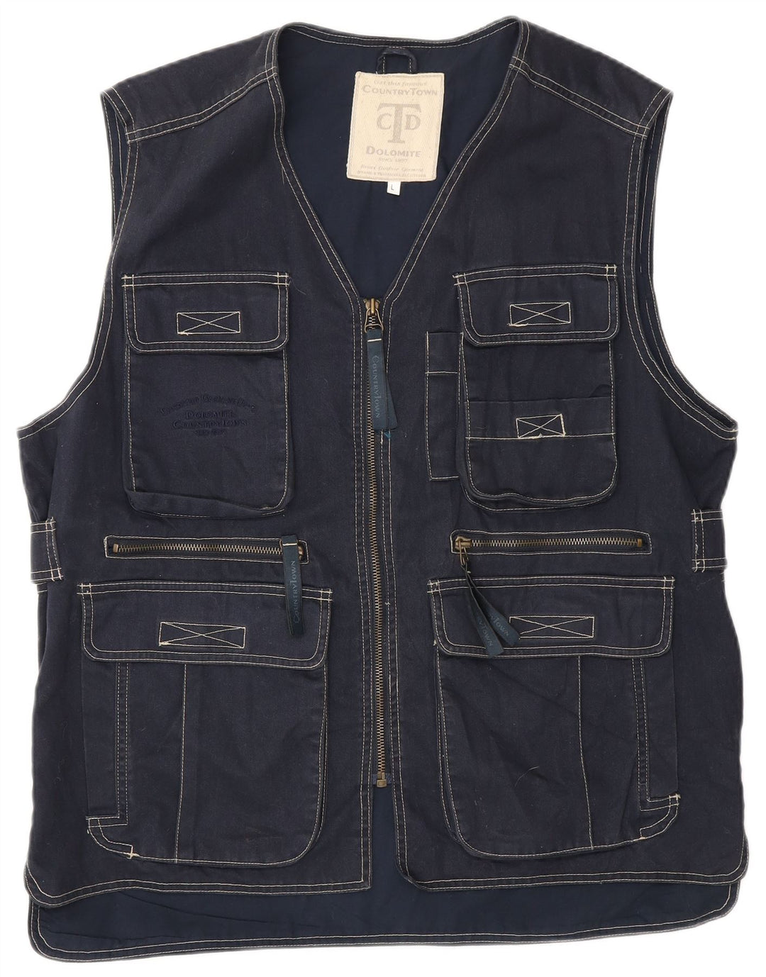 Dolomite Herre Utility Gilet UK 40 Large Navy Blue Cotton