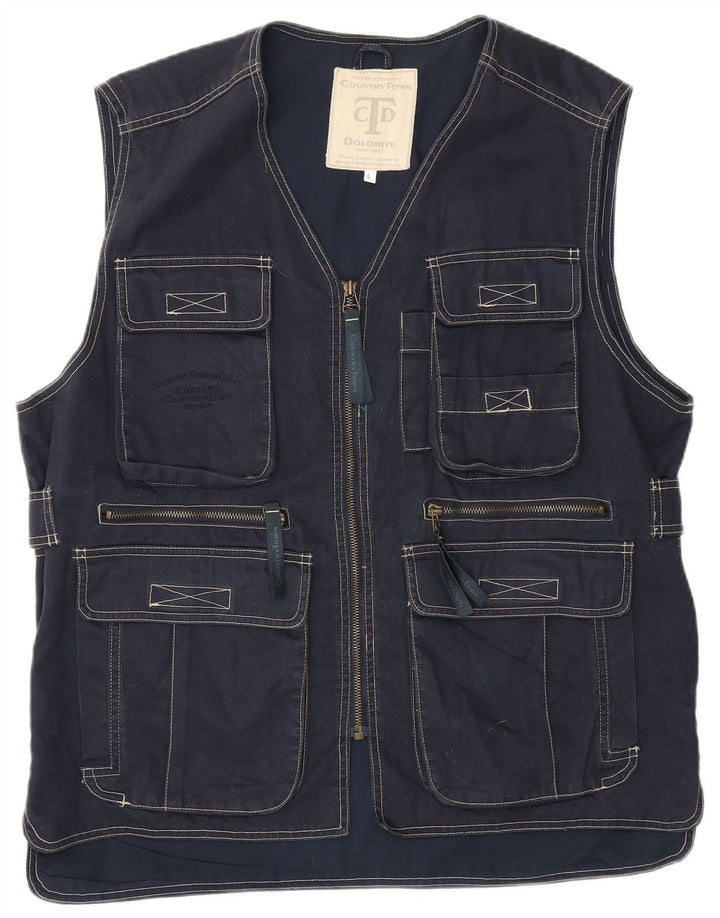 Dolomite Herre Utility Gilet UK 40 Large Navy Blue Cotton