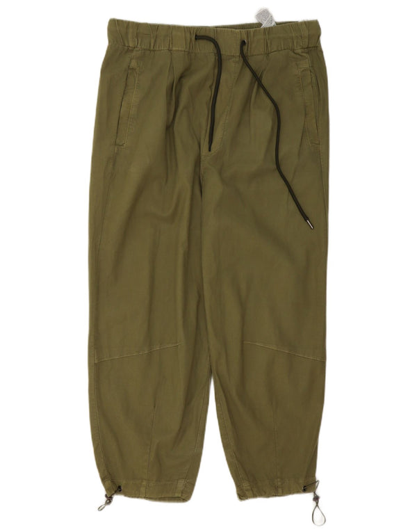 ZARA Dame joggers Cropped Trousers Large W30 L23 Grøn bomuld