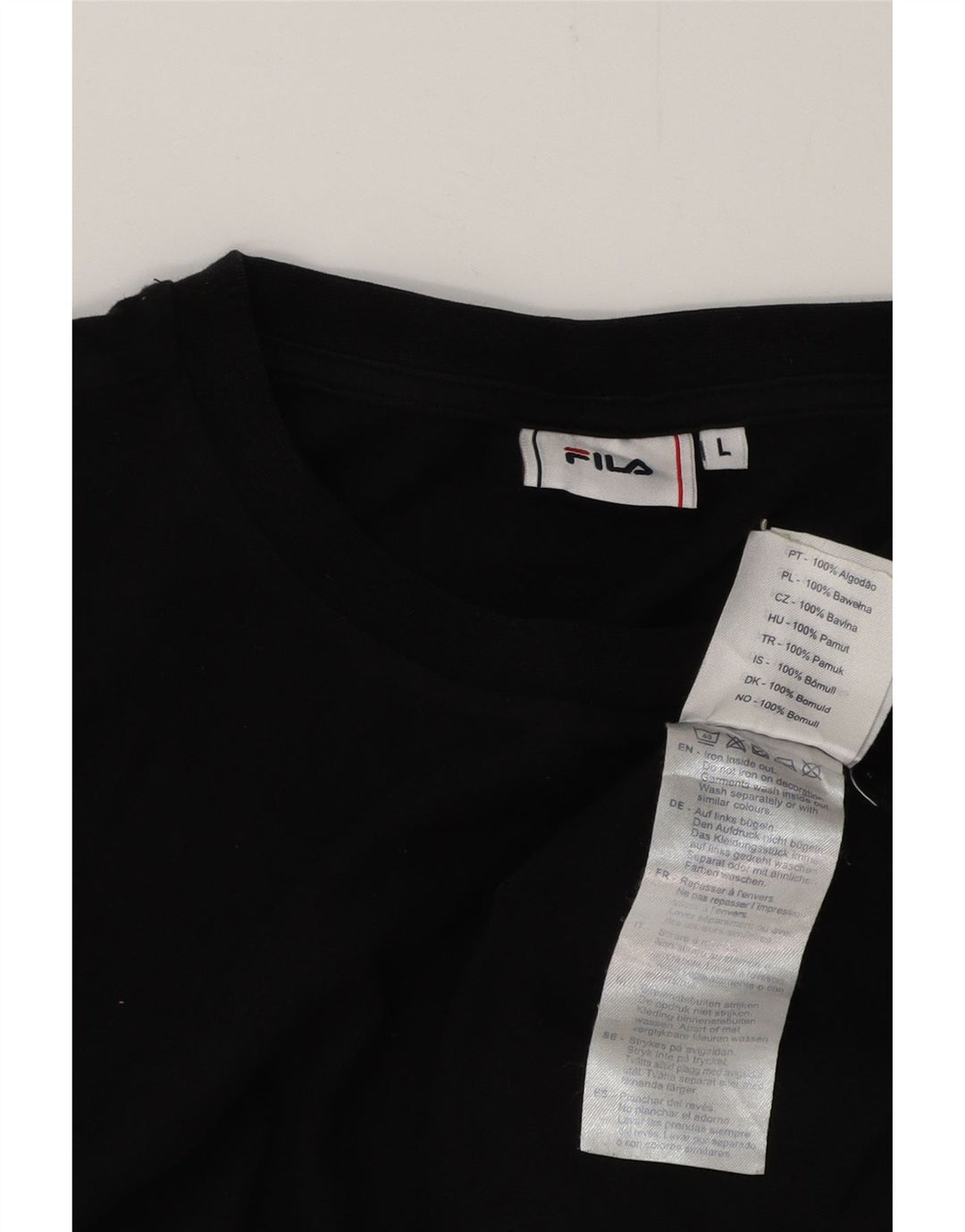 FILA Mens Graphic T-Shirt Top Large Black Cotton Vintage Fila and Second-Hand Fila from Messina Hembry 